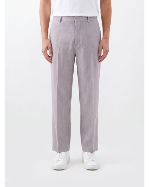 Studio Nicholson Gray Fume Wide-Leg Tailored Trousers for men