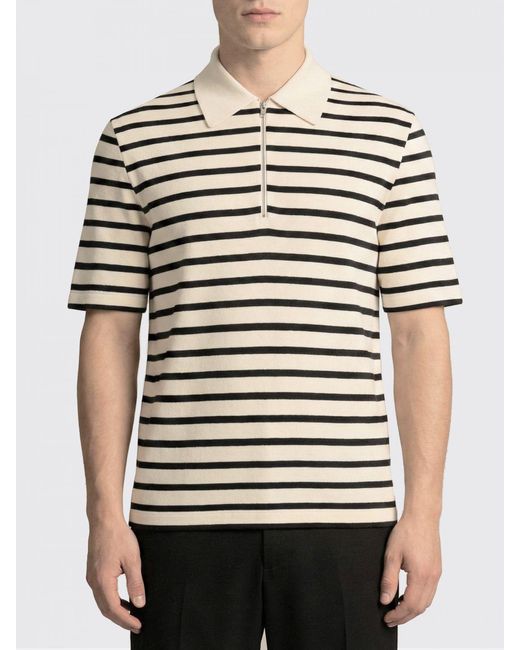 Jil Sander Blue Striped Cotton Polo Shirt for men