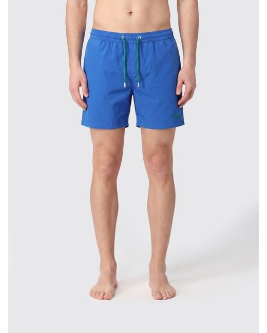 Mc2 Saint Barth Blue Short Swim Shorts With Elasticated Drawstring Waist for men