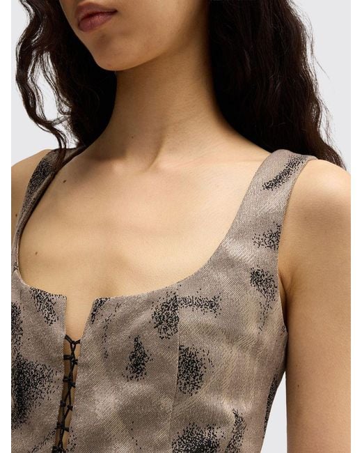 MACCAPANI Brown Abstract Cotton Blend Top