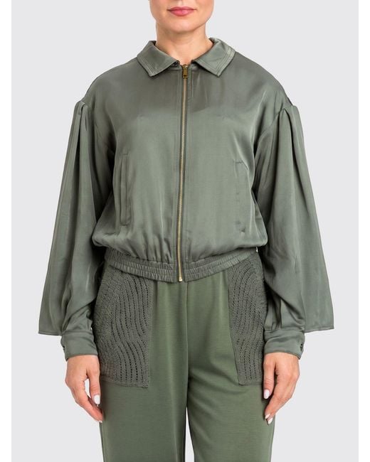 Twinset Green Viscose Bomber Jacket