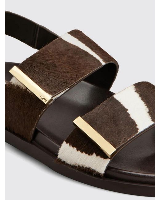 Tod's White Cow Print Pony Skin Sandals