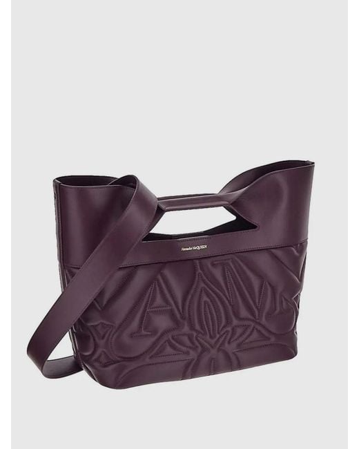 Alexander McQueen Purple The Bow Bag In Quilted Leather