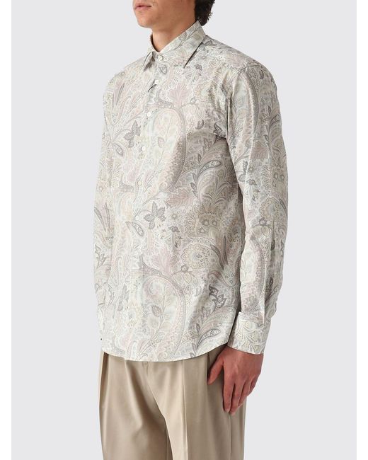 Etro Gray Cotton Paisley Shirt for men