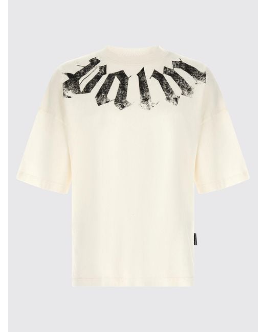 Palm Angels White Relaxed Fit Graffiti Logo Print Cotton T-Shirt for men