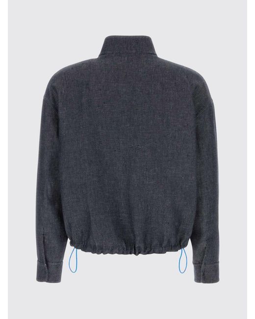 Fendi Blue Linen Cotton And Silk Bomber Jacket for men