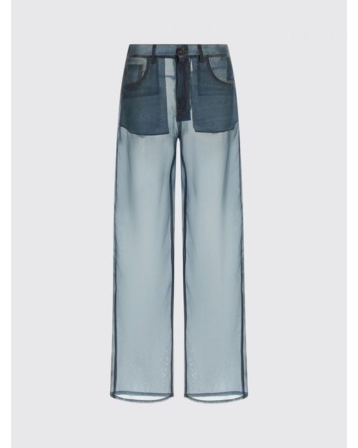 Haikure Blue Winona Wide-Leg Silk Organza Trousers