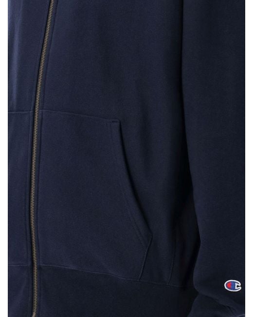 Champion Blue Cotton Blend Hoodie for men