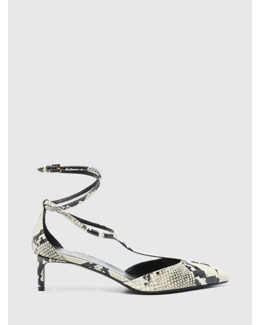 Khaite White Mia Python Print Leather Pumps