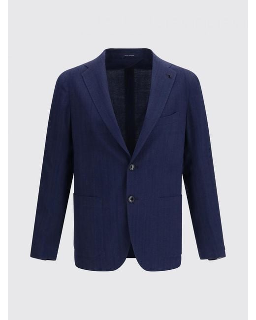 Tagliatore Blue Single-Breasted Wool Blend Blazer for men