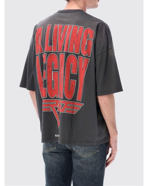 Represent Gray Cotton Crew-Neck T-Shirt With Logo for men