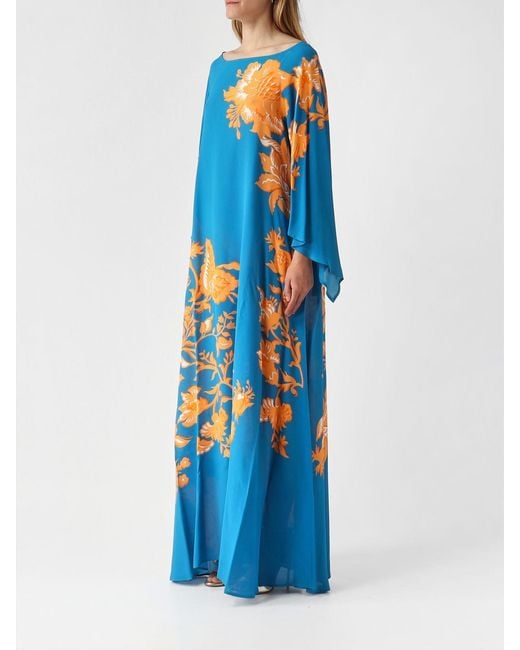 Etro Blue Printed Viscose Long Dress