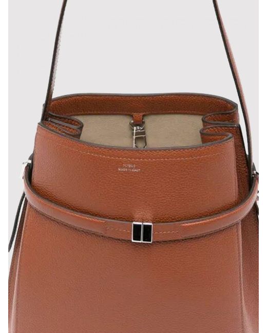 Totême  Brown Grained Leather Bucket Bag