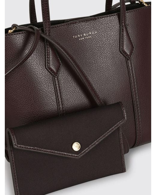 Tory Burch Brown Perry Mini Grained Leather Handbag With Removable Pouch