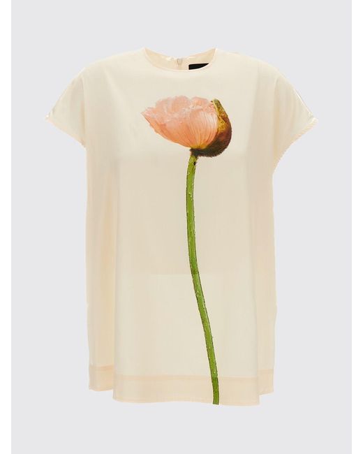 Simone Rocha Natural Crepe Blouse With Floral Print