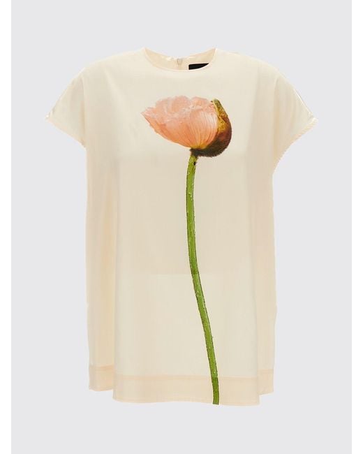 Simone Rocha Natural Crepe Blouse With Floral Print