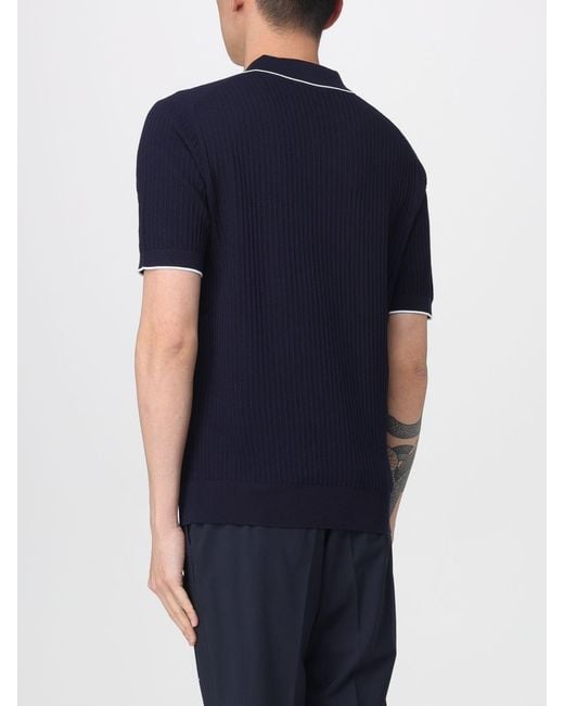 Kangra Blue Cotton Knit Polo Shirt for men