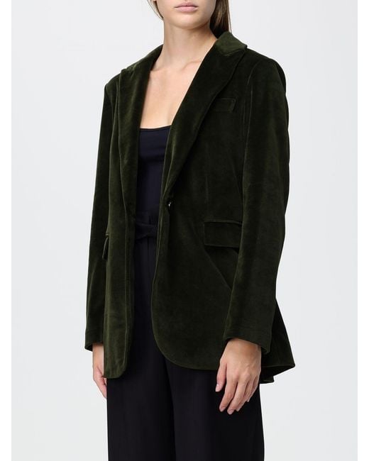 Circolo 1901 Black Single-Breasted Velvet Blazer With Peak Lapels