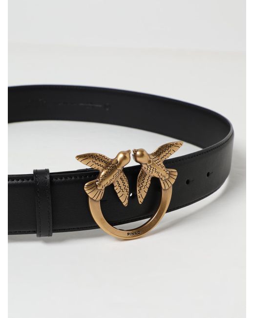 Pinko Gray Love Birds Leather Belt