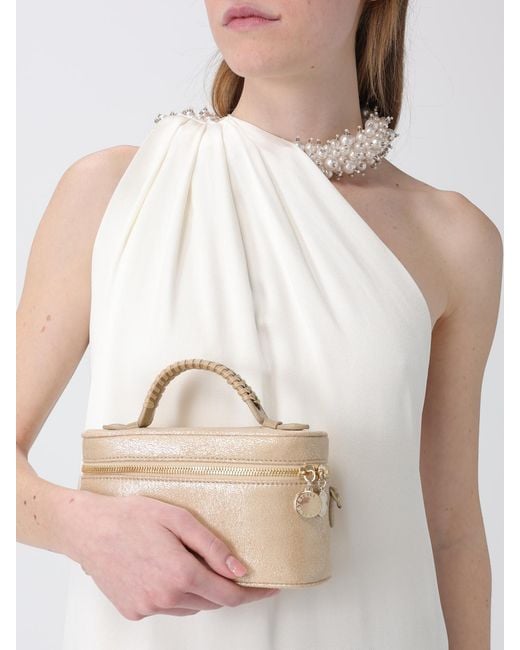 Stella McCartney Natural Falaella Mini Crackled Faux Suede Vanity Bag