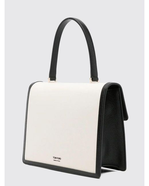 Tom Ford Natural Aube Bicolor Leather And Canvas Handbag