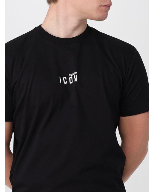 T-shirt Icon in cotone di DSquared² in Black da Uomo