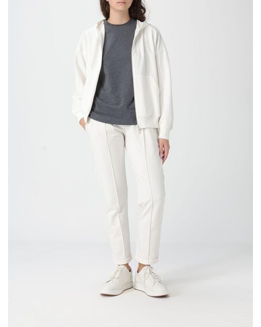 Brunello Cucinelli White Light Cotton Hoodie