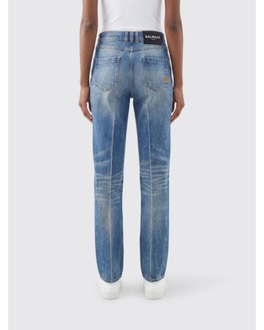 Balmain Blue Cotton Denim Straight Jeans