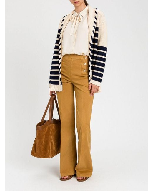 Twinset Yellow Flared Stretch Cotton Trousers
