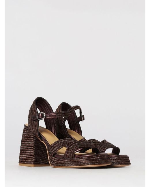 Castaner Brown Valle Braided Raffia And Leather Sandal