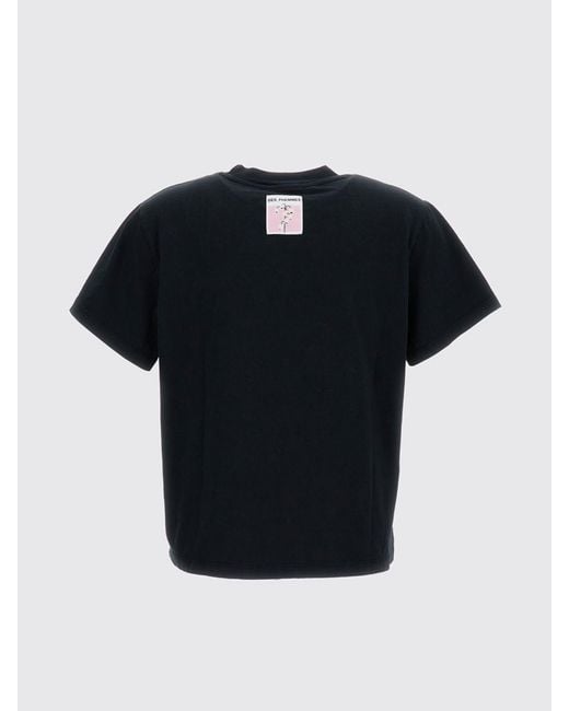 Des Phemmes Black Cotton Crew Neck T-Shirt With Appliqués