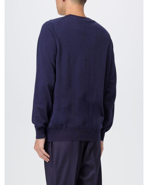 Brunello Cucinelli Blue Cashmere Sweater for men