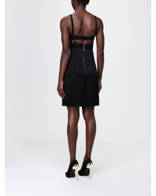 Elisabetta Franchi Black Light Crepe And Satin Bustier Dress
