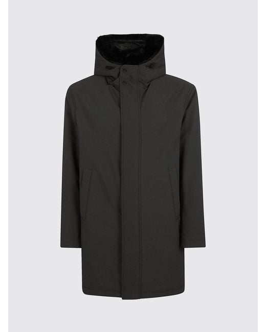 Herno Black Knee-Length Polyester Parka With Adjustable Hood And Fleece Lining for men