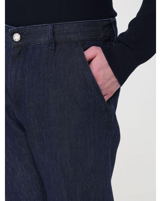 PT Torino Blue Cotton Straight Jeans for men