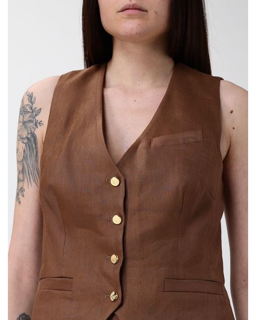 Elisabetta Franchi Brown Linen Blend Vest