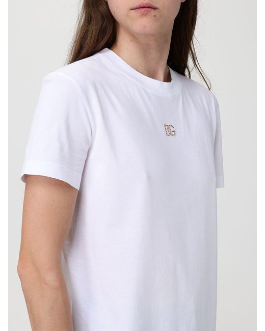 Dolce & Gabbana White Dolce &Amp Gabbana Ribbed Cotton T-Shirts With Logo