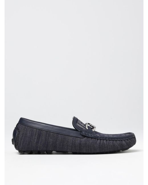Fendi Blue Lock Moccasins In Denim With Jacquard Ff Monogram for men