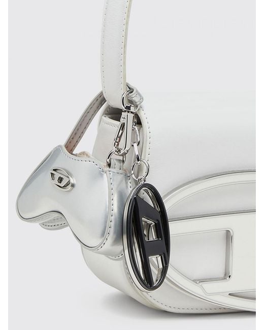 DIESEL White Play Patent Leather Charm With Mirror