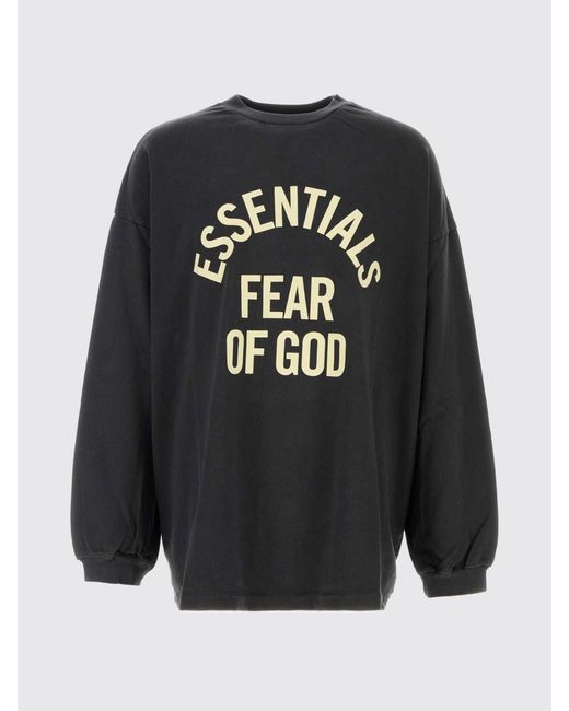 Fear Of God Gray Cotton Crewneck Jumper With Logo And Dropped Shoulders for men