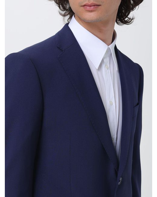 Emporio Armani Blue Single-Breasted Virgin Wool Suit for men