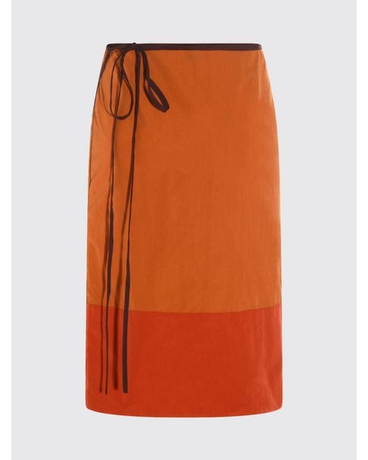 Saint Laurent Orange Polyamide Midi Skirt