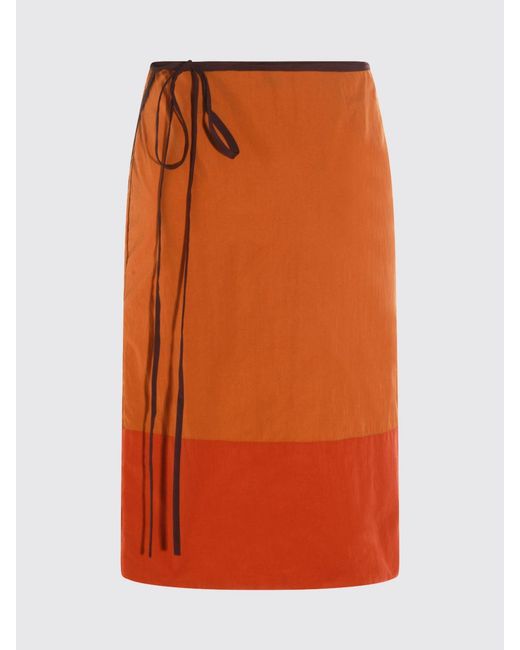 Saint Laurent Orange Polyamide Midi Skirt