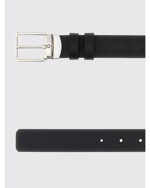Montblanc White Adjustable Leather Belt With Engraved Logo Metal Buckle for men