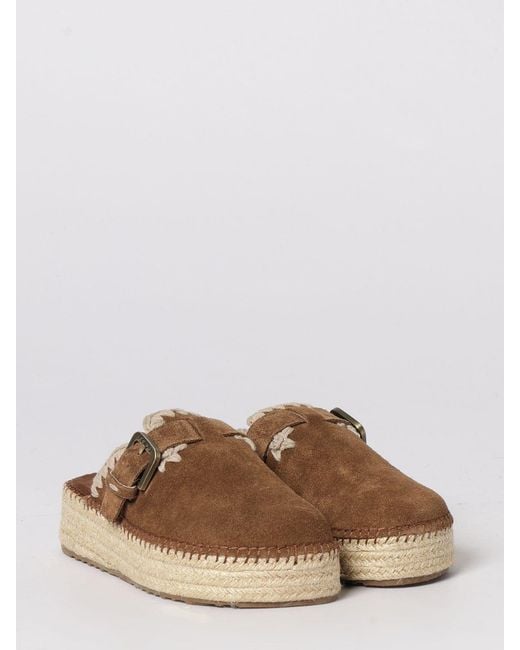 Mou Brown Jute Suede Mules