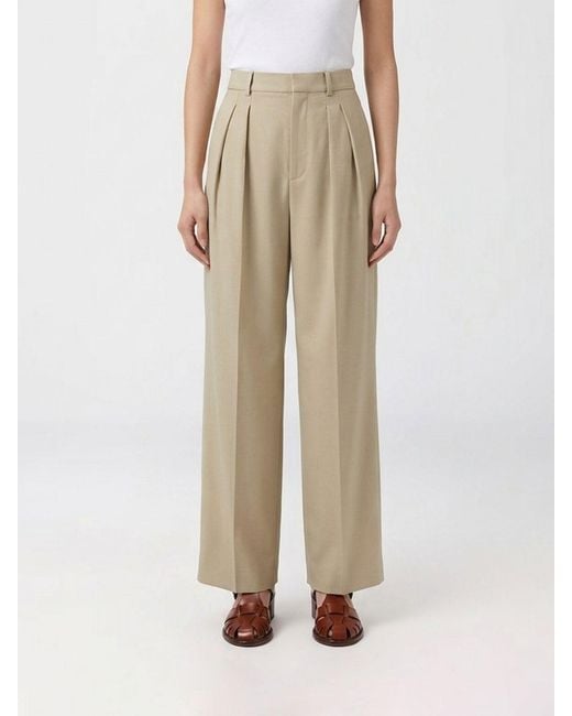 Saint Laurent Natural Wool And Silk Tailored Trousers