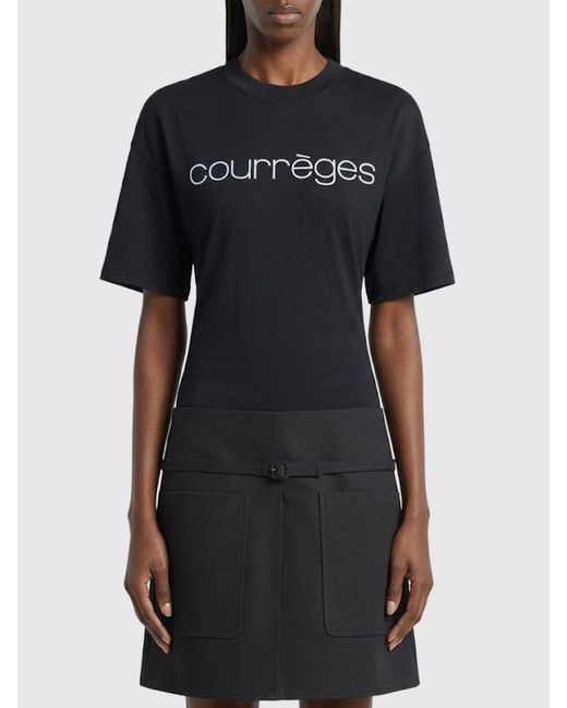 Courreges Black CourrÈ Ges Cotton T-Shirts With Logo