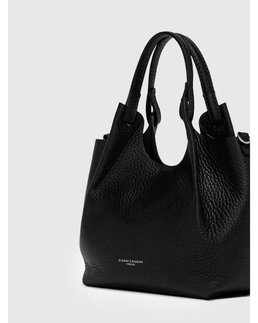 Gianni Chiarini Black Dua Hammered Leather Bag