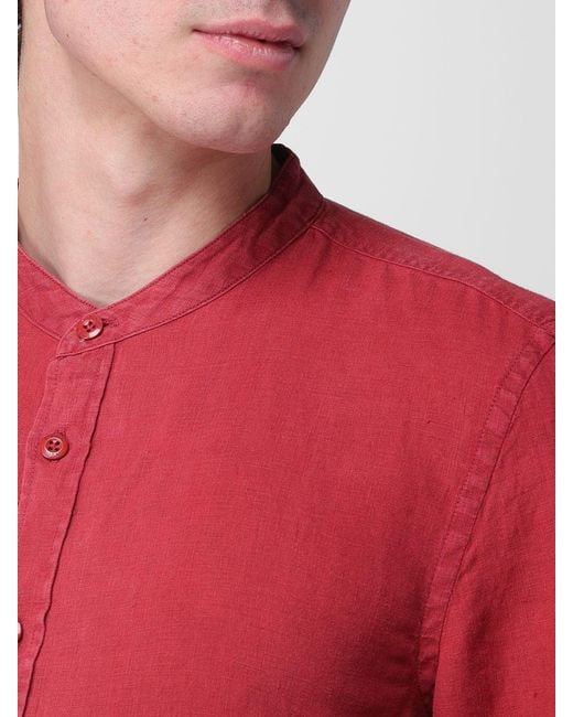 Blauer Red Linen Casual Shirt for men