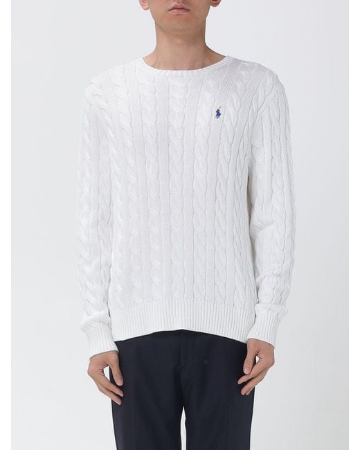 Polo Ralph Lauren White Cotton Sweater for men